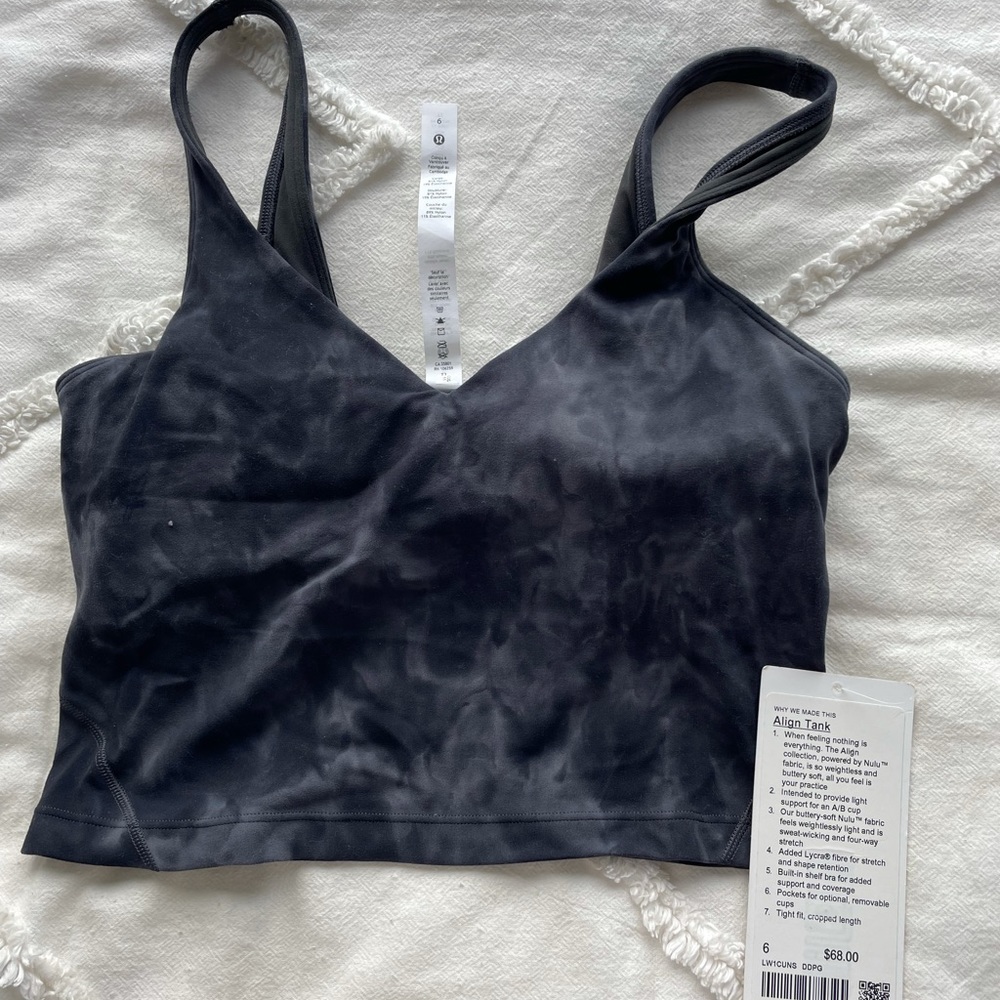 NWT lululemon black and grey tie dye align tank